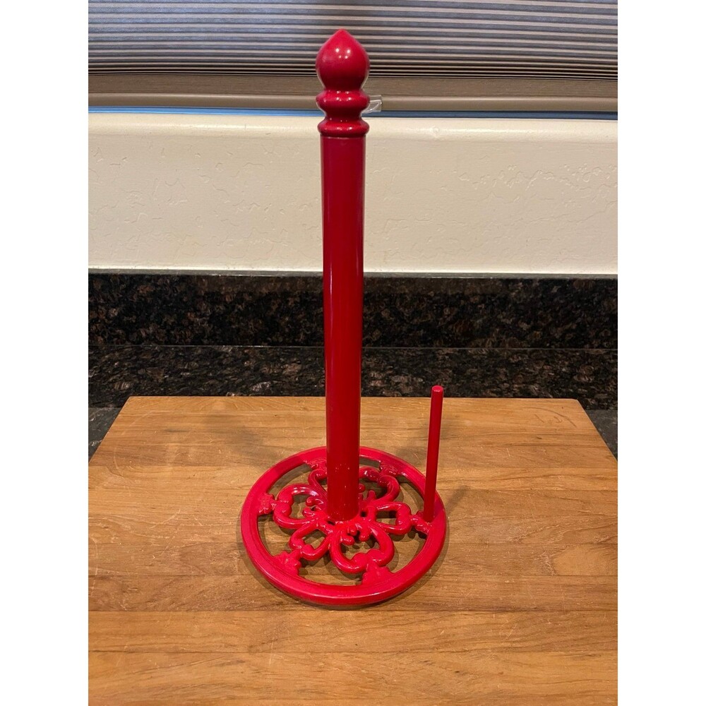 Red cast iron paper towel holder - 104